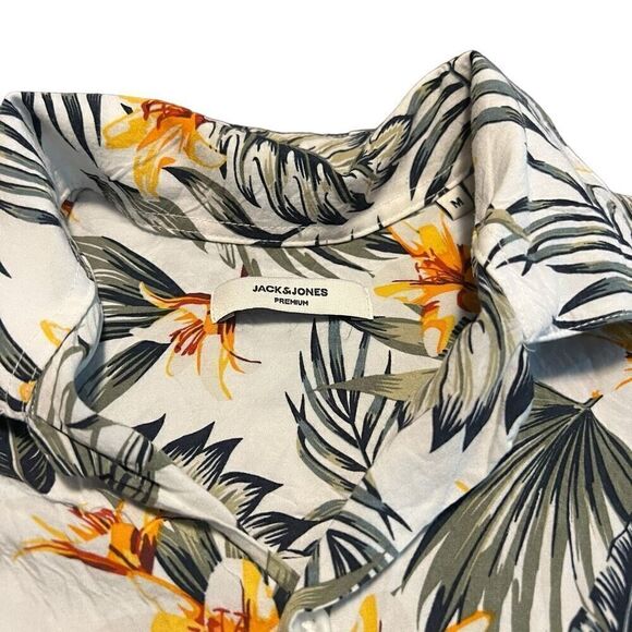 JACK & JONES Premium Revere Collar Floral Print Shirt Size M - Picture 4 of 8
